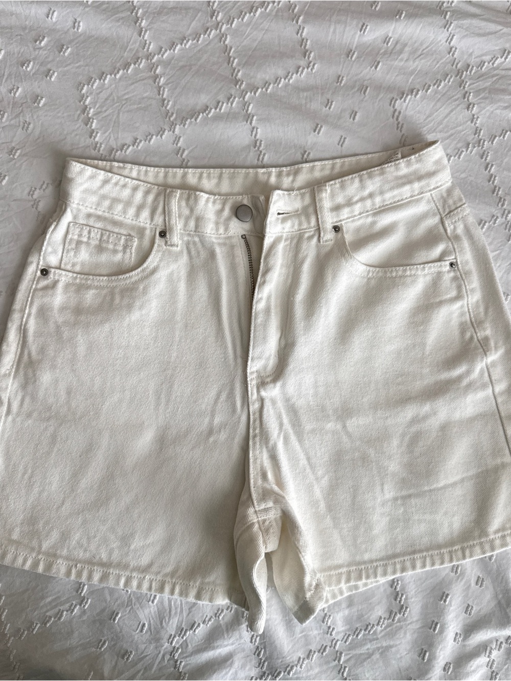 Women Denim Shorts Bundle Black White Size M L High Waisted Raw Hem Summer Lot 2 - Picture 9 of 14